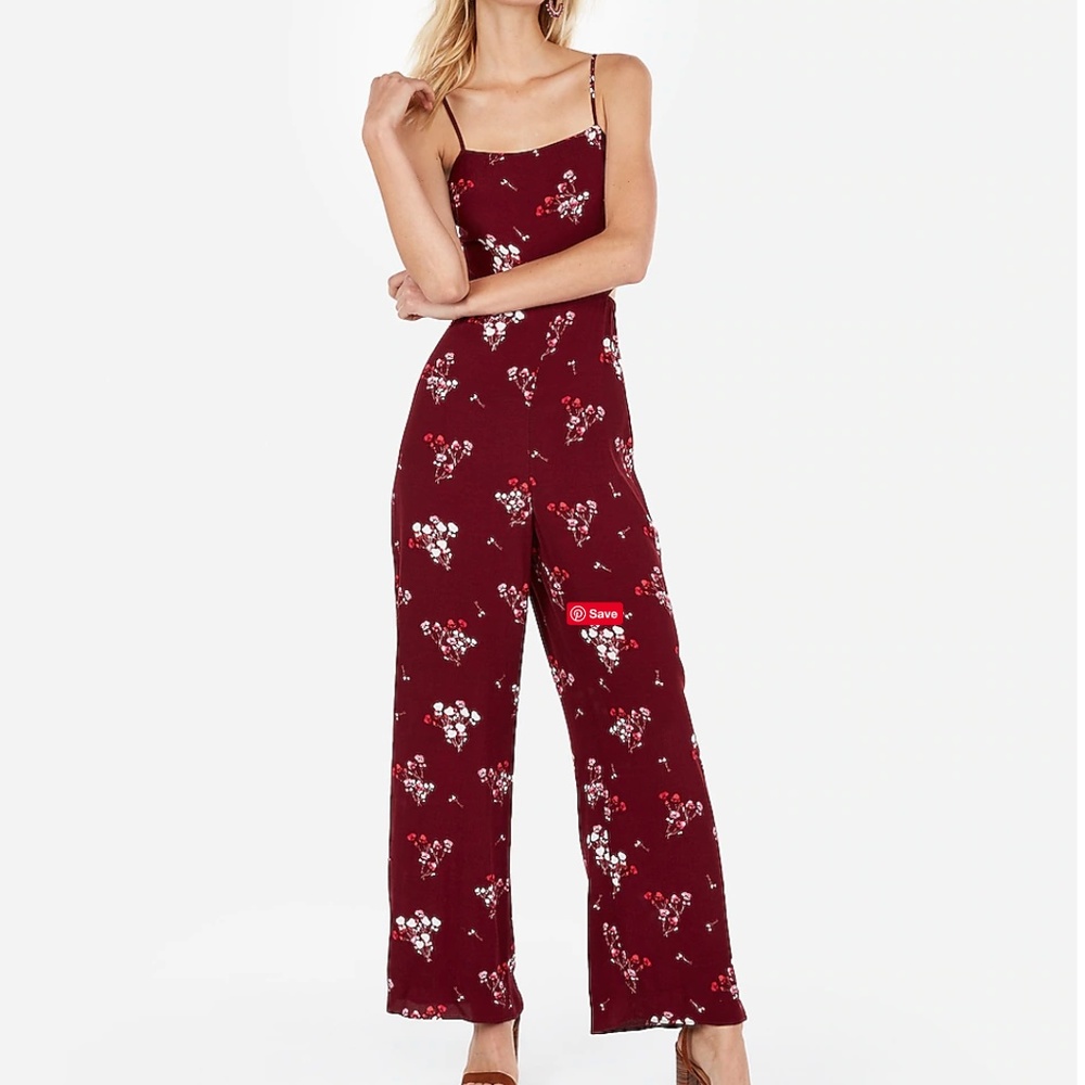 NWT Express Floral Cut-Out Wide Leg Jumpsuit